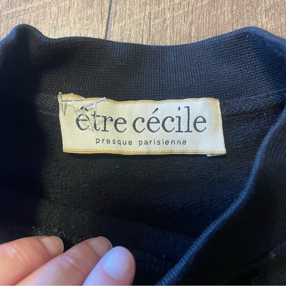 Etre Cecile Black On Black Velour Gothic Leopard Print Crewneck BB - Picture 3 of 4